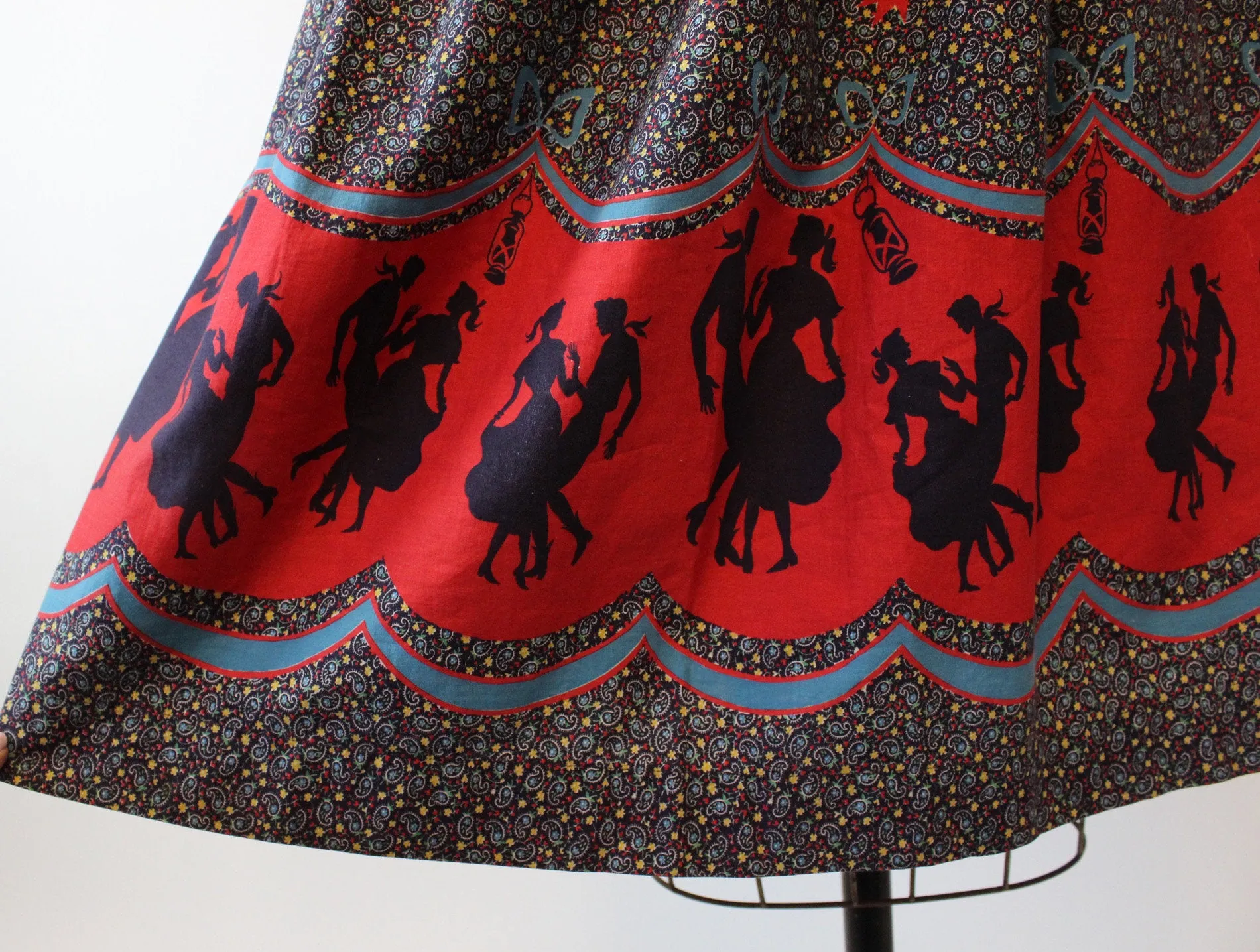 1950s barn dancing novelty print border skirt xs | new spring summer