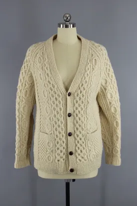 1960s Vintage Irish Wool Cardigan / Alana Dublin / Fisherman's Sweater