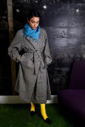 1980s Kenzo Vintage Multicolored Houndstooth Plaid Wool Coat