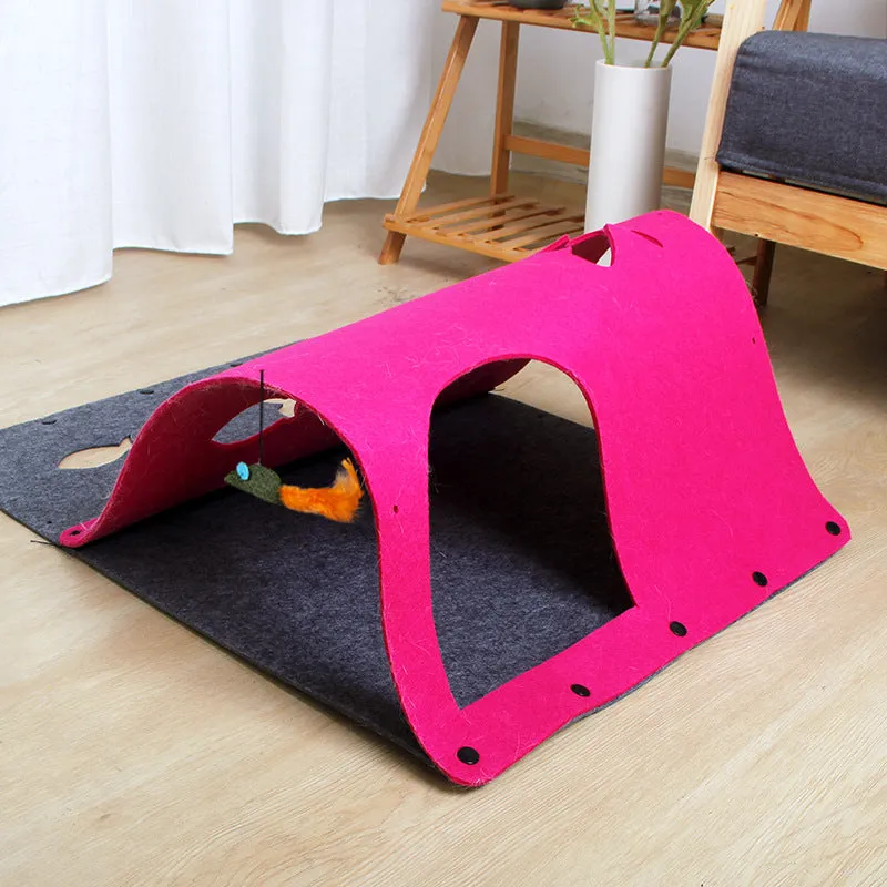 2 in 1 DIY Combined Cat Tunnel Toy Removable Felt Cat Nest House