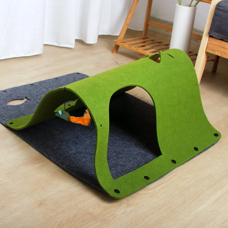 2 in 1 DIY Combined Cat Tunnel Toy Removable Felt Cat Nest House