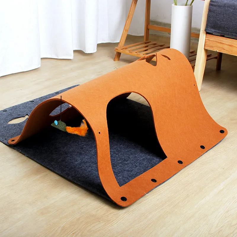 2 in 1 DIY Combined Cat Tunnel Toy Removable Felt Cat Nest House