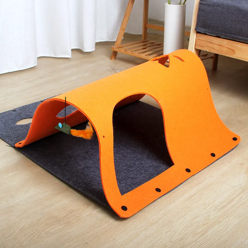 2 in 1 DIY Combined Cat Tunnel Toy Removable Felt Cat Nest House