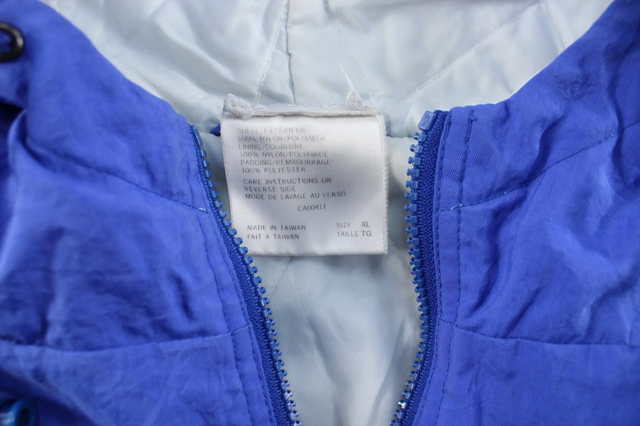 80's Adidas Embroidered Logo Blue & White Striped Zip Up Jacket