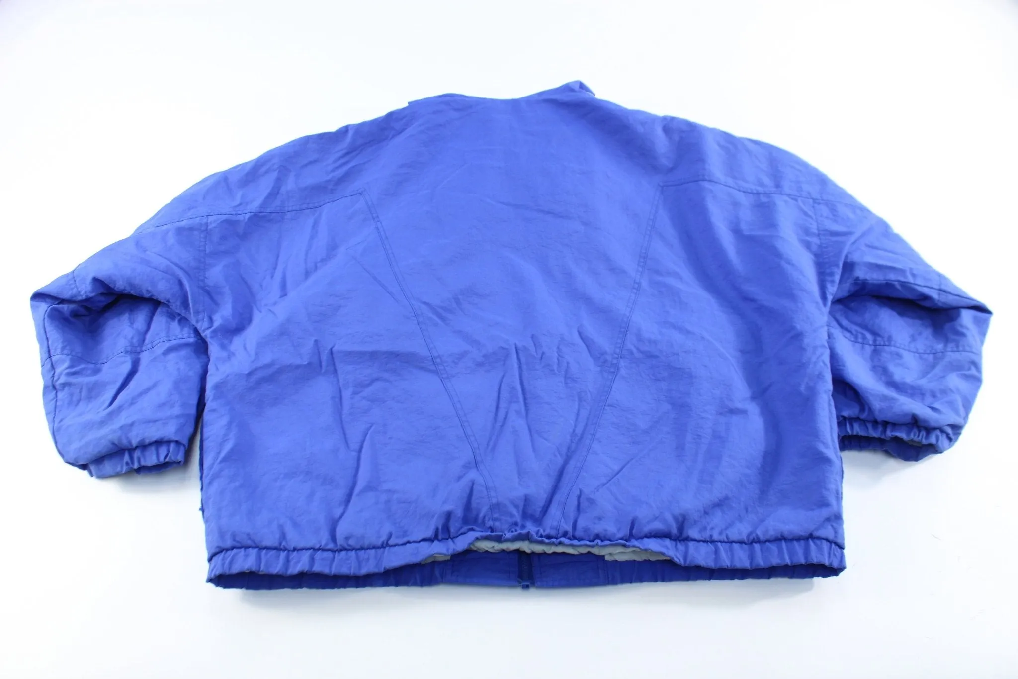 80's Adidas Embroidered Logo Blue & White Striped Zip Up Jacket
