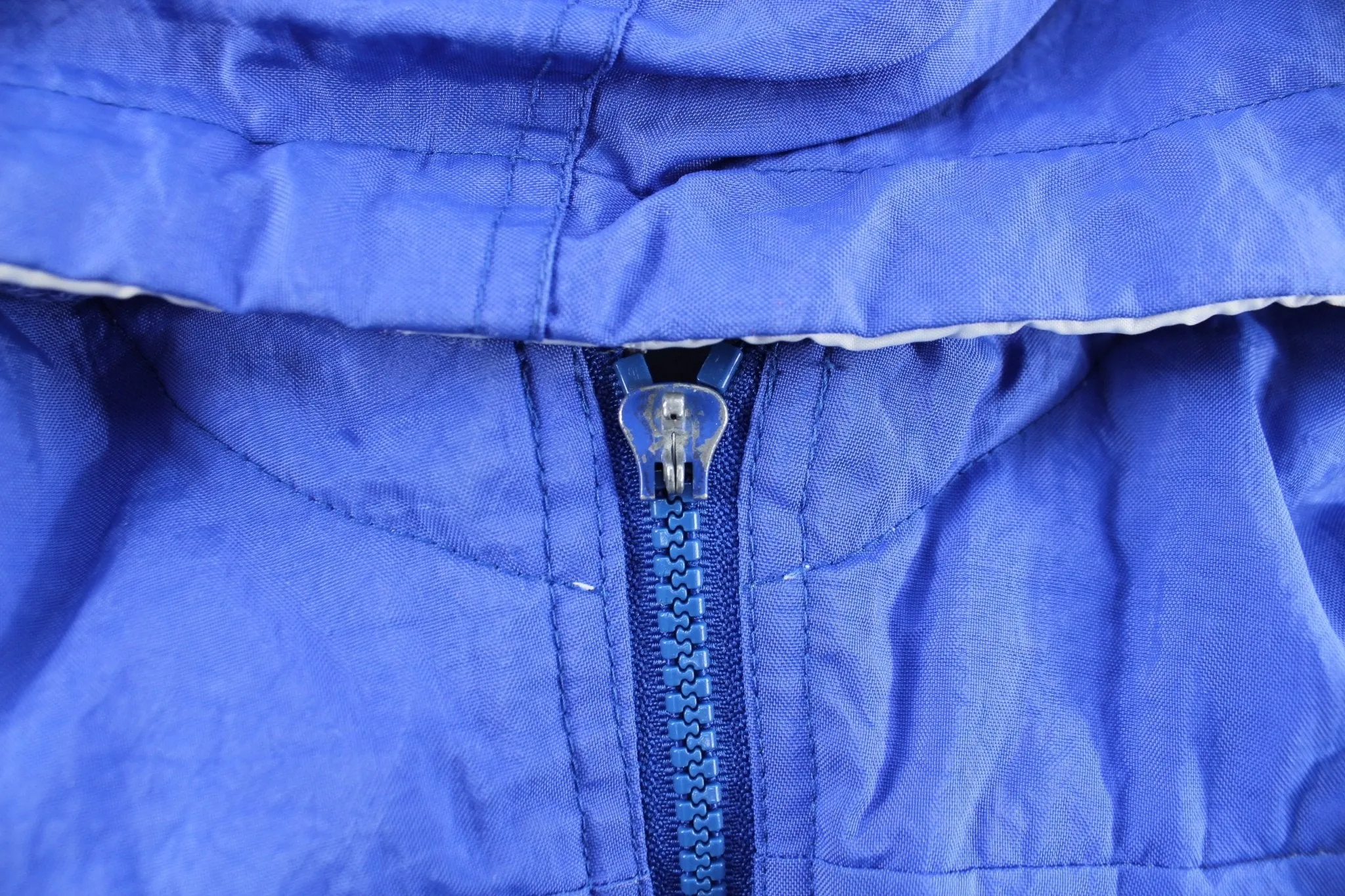 80's Adidas Embroidered Logo Blue & White Striped Zip Up Jacket