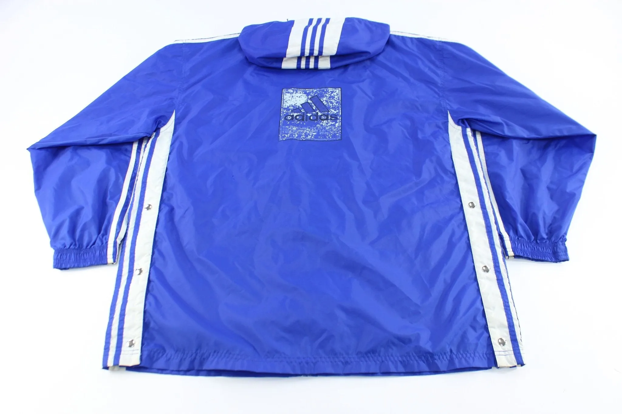 90's Adidas Embroidered Logo Blue & White Striped Zip Up Jacket