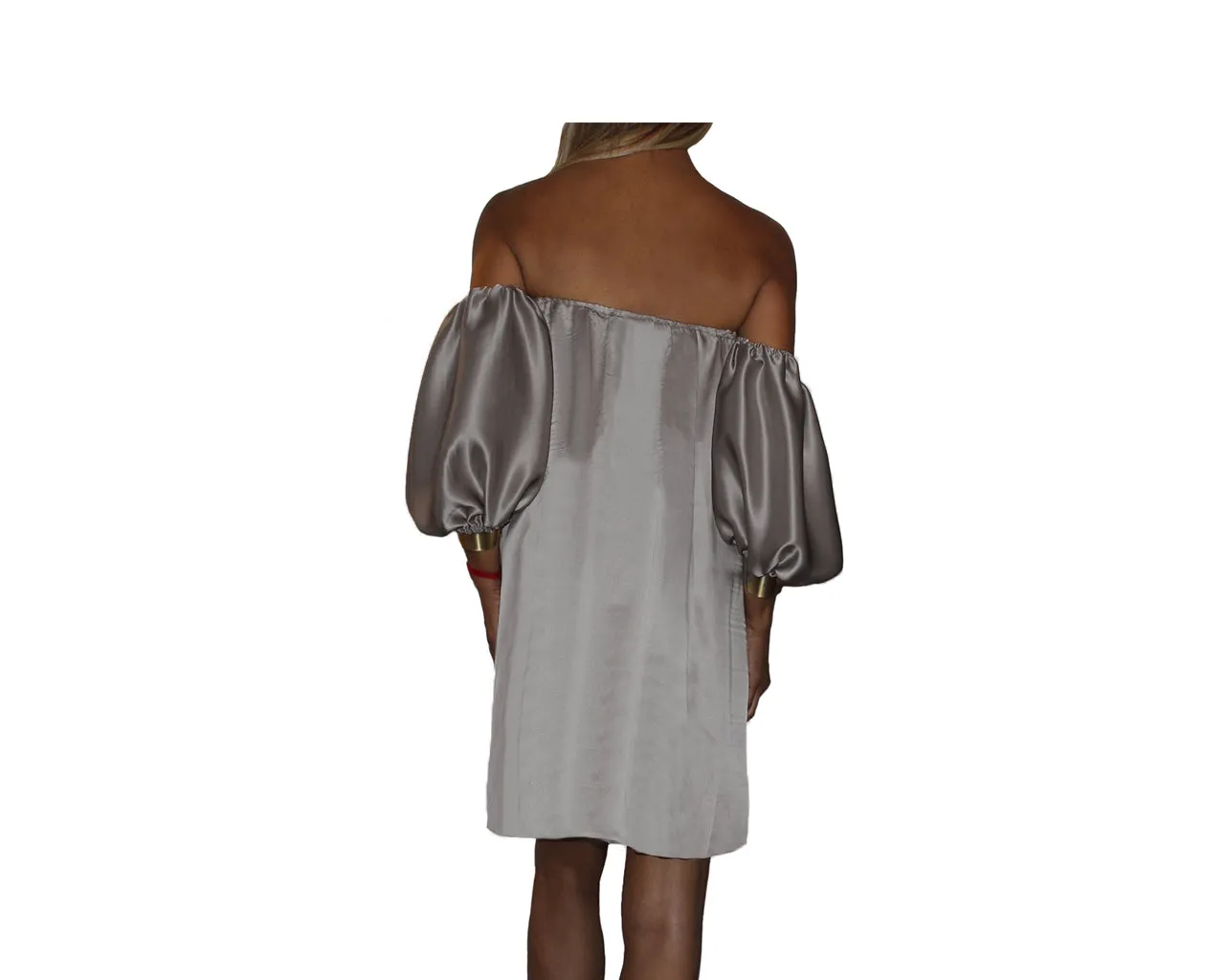 9.2 Silver Italian Silk Off the shoulder dress - The Milano