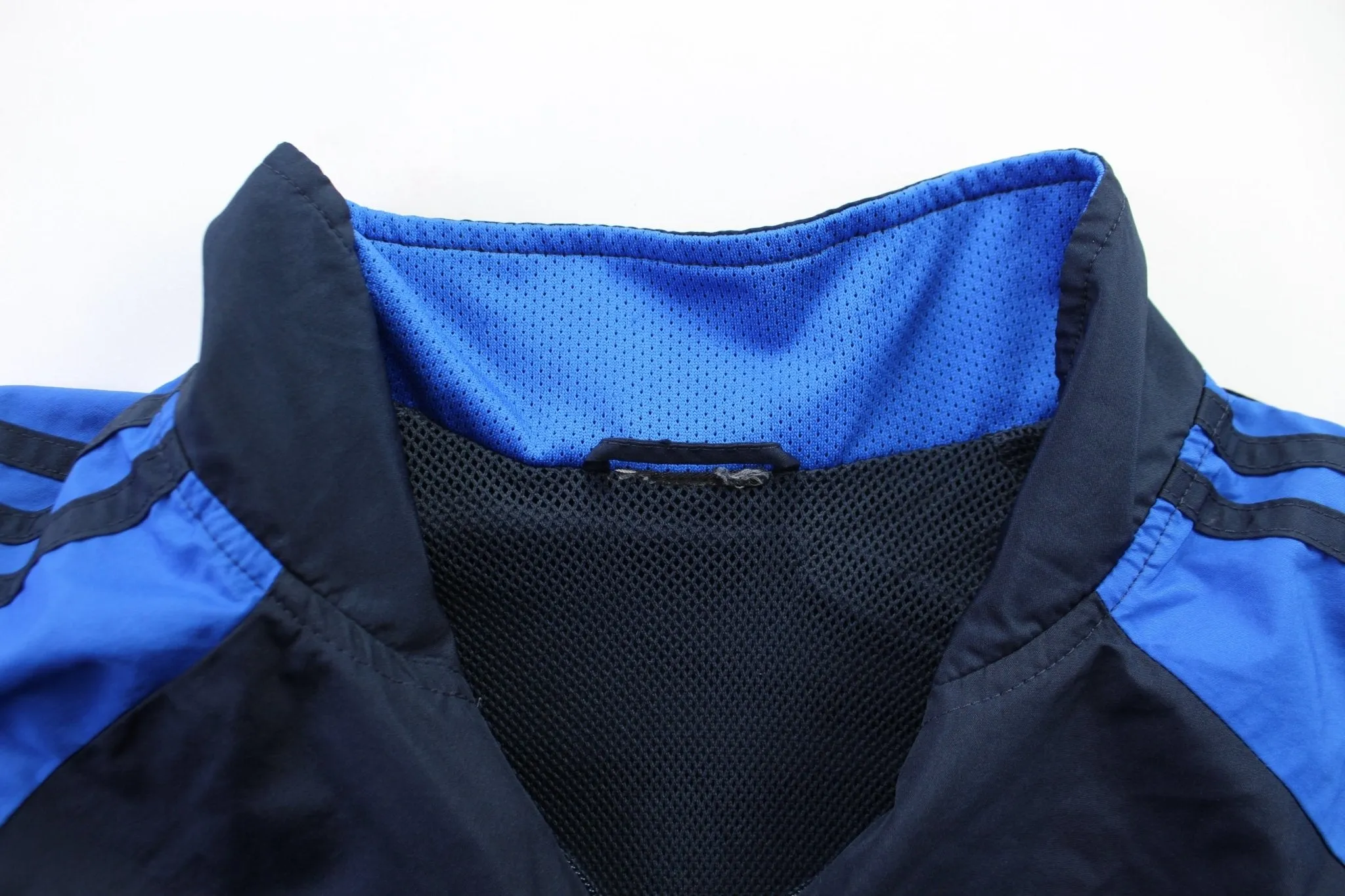 Adidas Embroidered Logo Black & Blue Striped Jacket