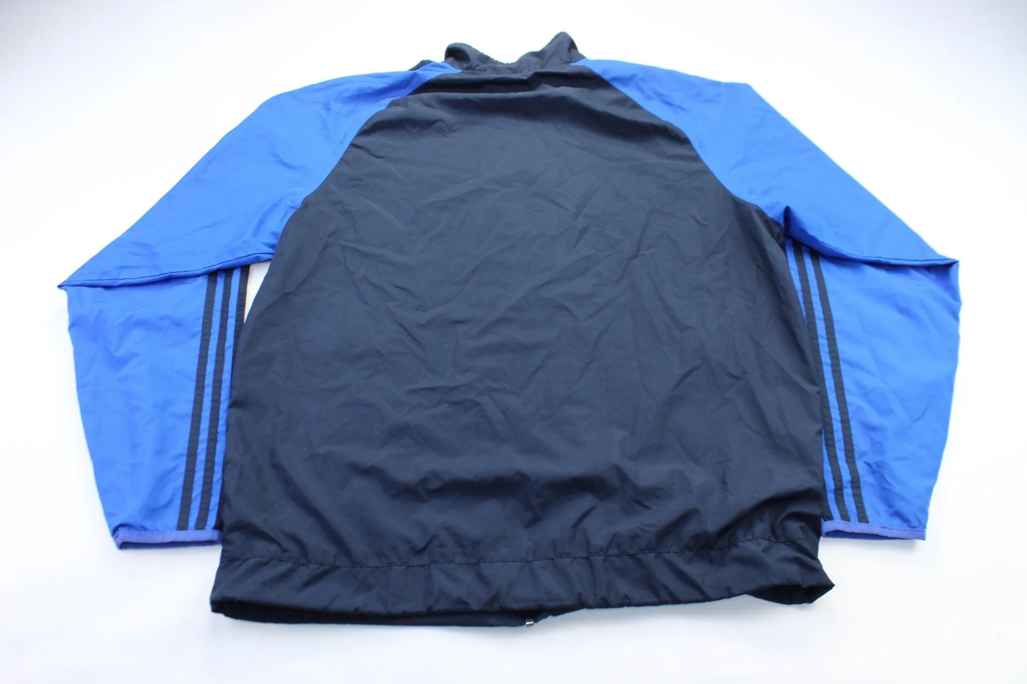 Adidas Embroidered Logo Black & Blue Striped Jacket