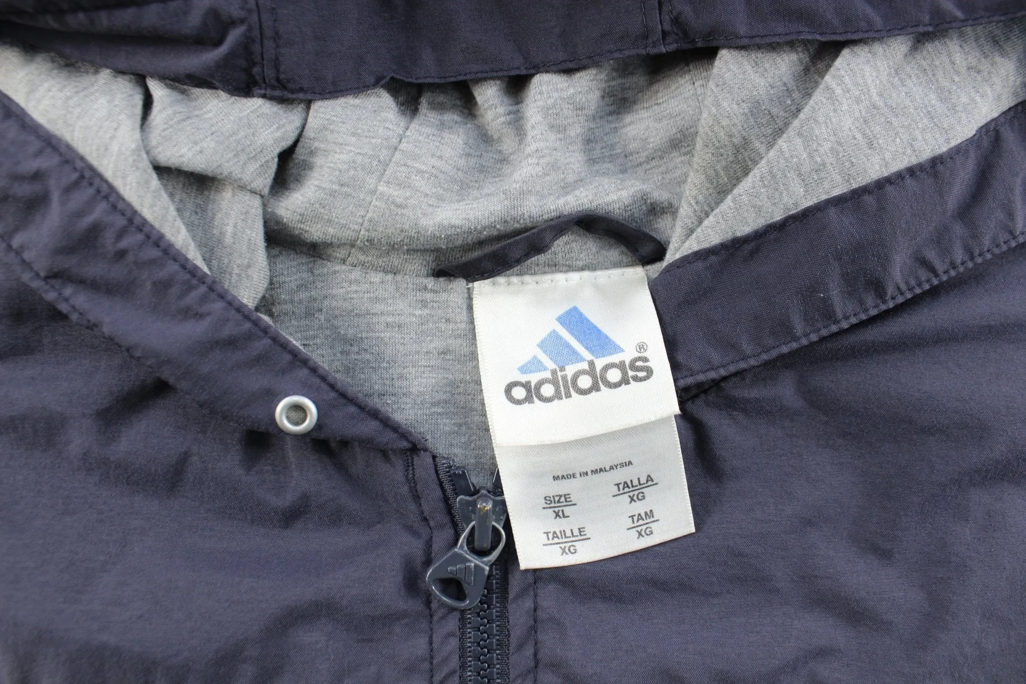 Adidas Embroidered Logo Grey & Yellow Striped Zip Up Jacket