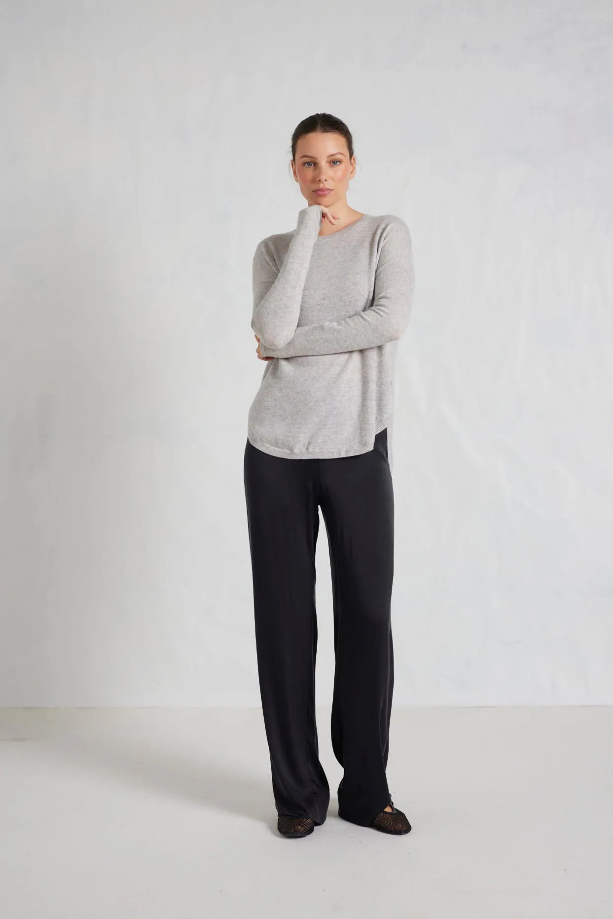 Baby Belle Cashmere Sweater in Fly Ash