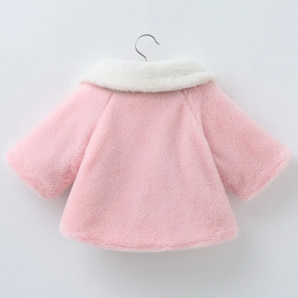 Baby Girl Floral Fur Coat