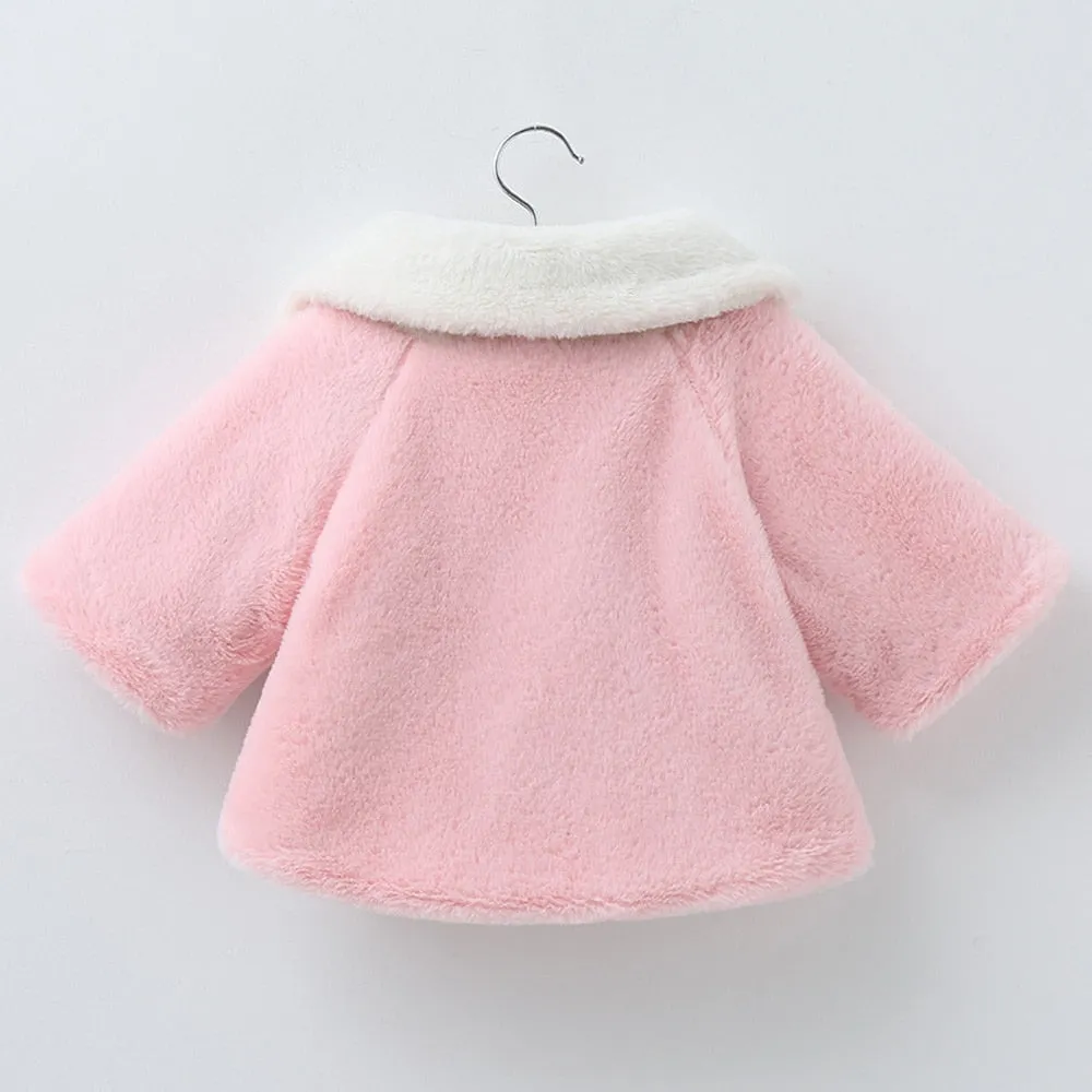 Baby Girl Floral Fur Coat