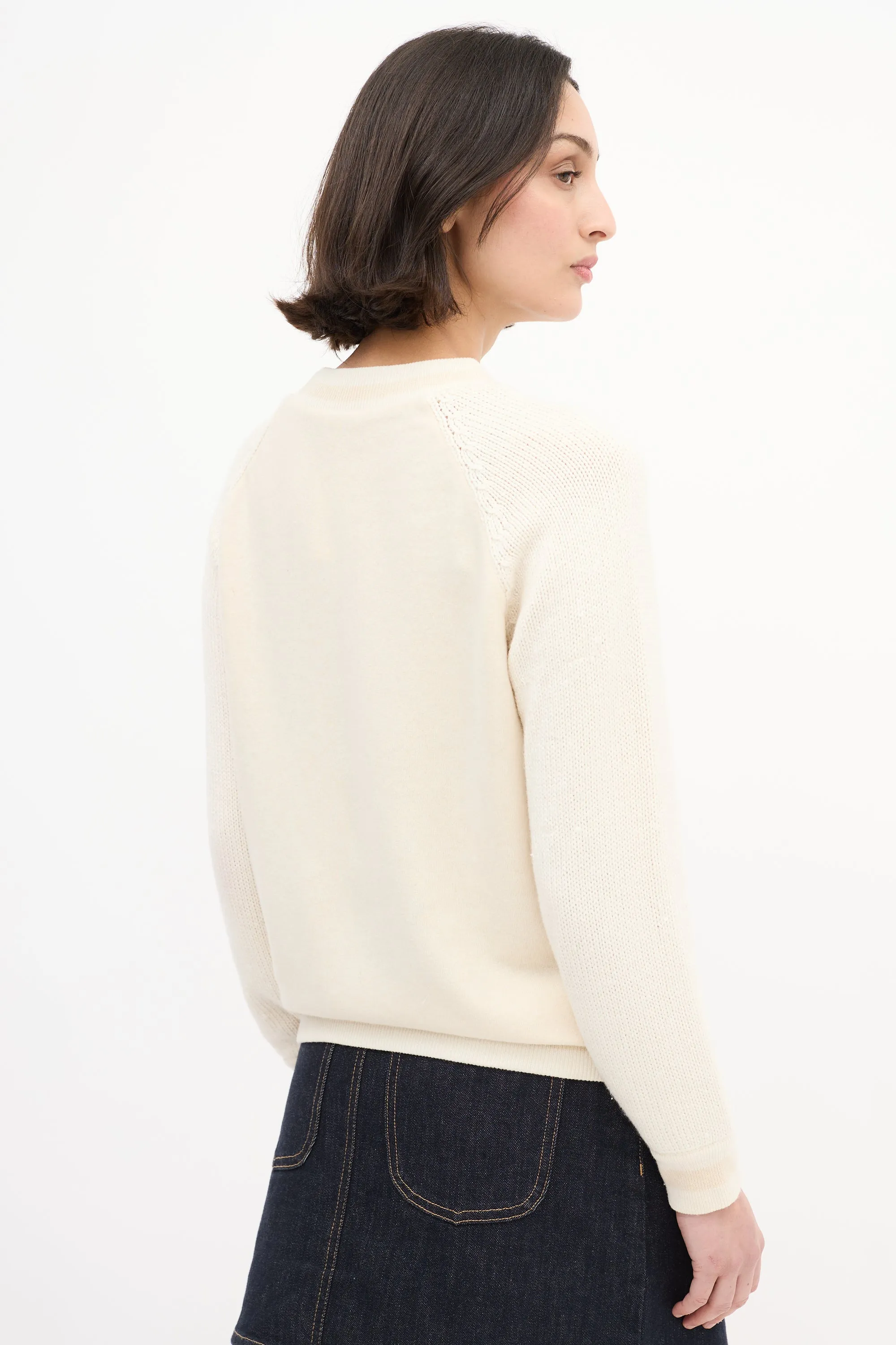 Beige & Cream Cashmere & Cotton Sequin Sweater