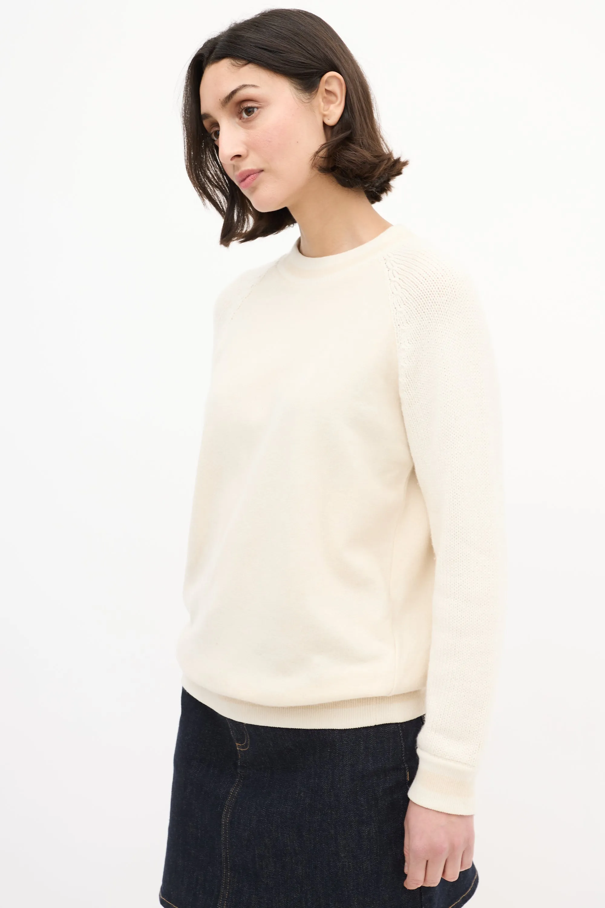 Beige & Cream Cashmere & Cotton Sequin Sweater