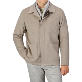 Beige Cashmere Half Padded Chore Coat