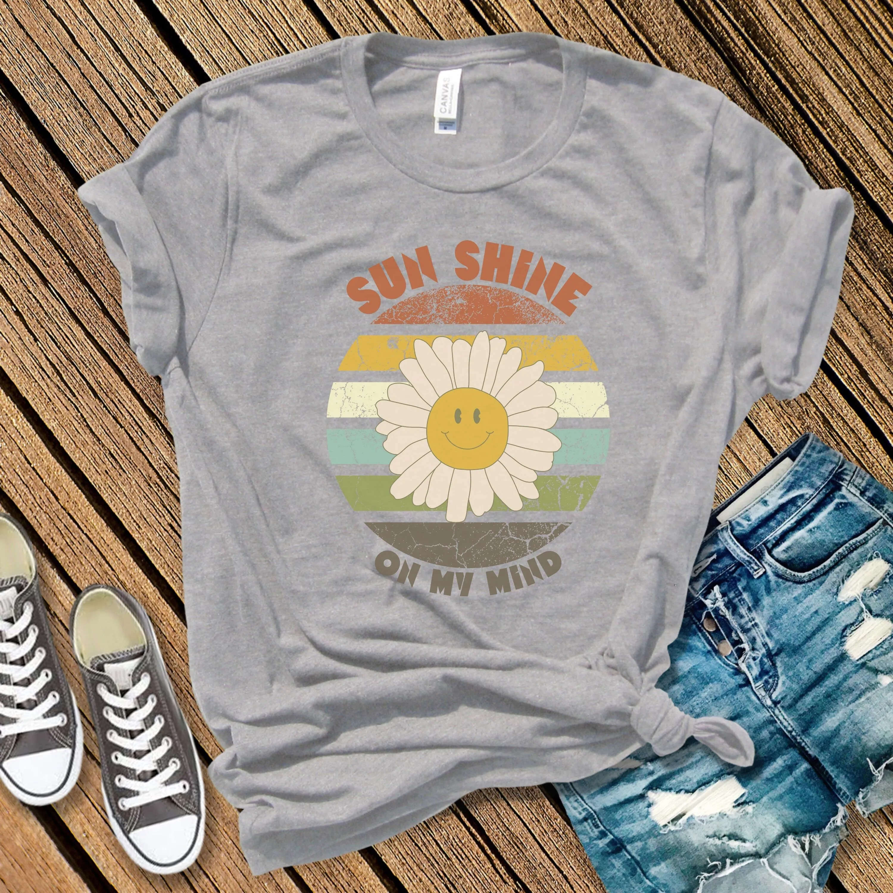 Bella Canvas T-Shirt, Sun Shine on My Mind, Sun Shine, Mind, Thoughts, Retro