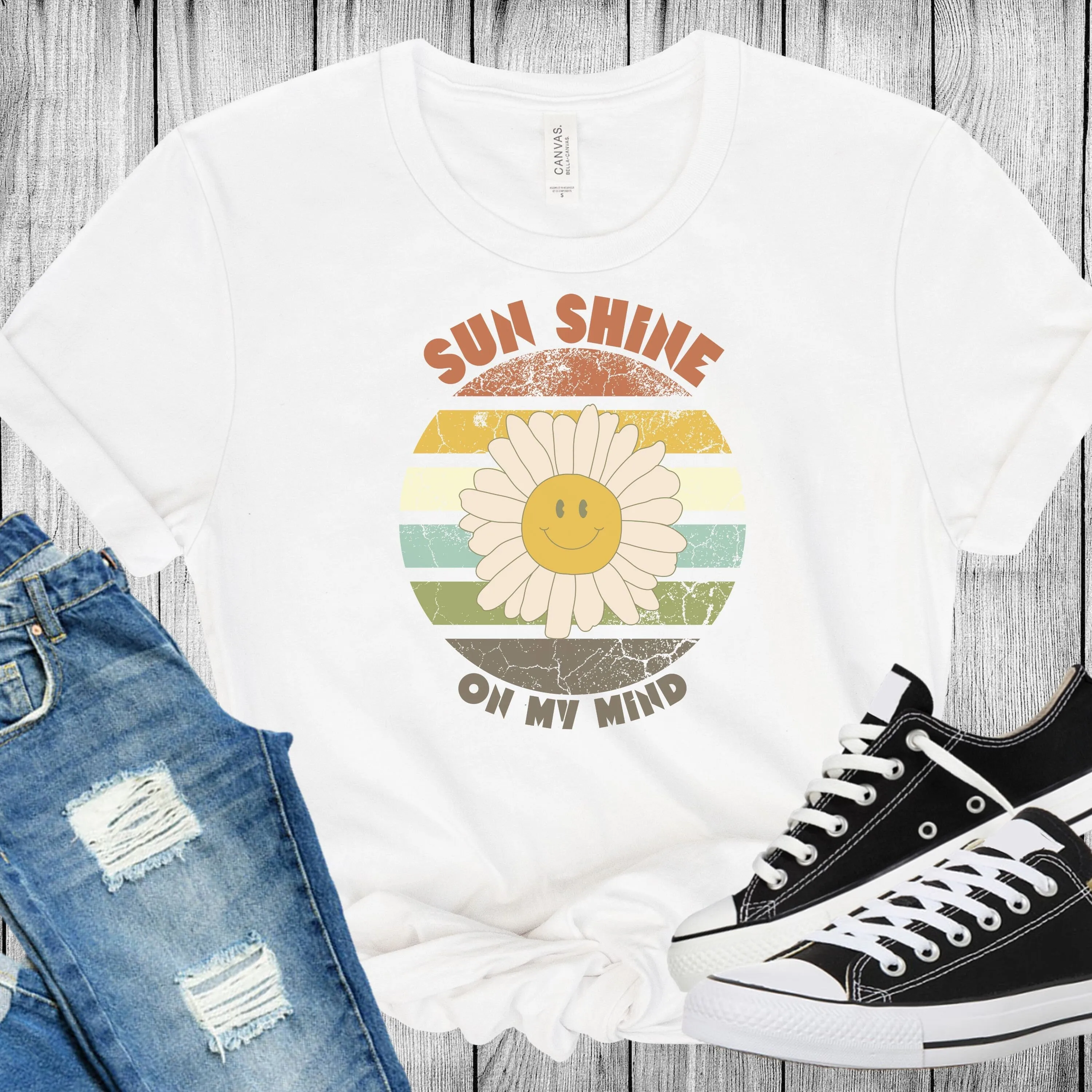 Bella Canvas T-Shirt, Sun Shine on My Mind, Sun Shine, Mind, Thoughts, Retro