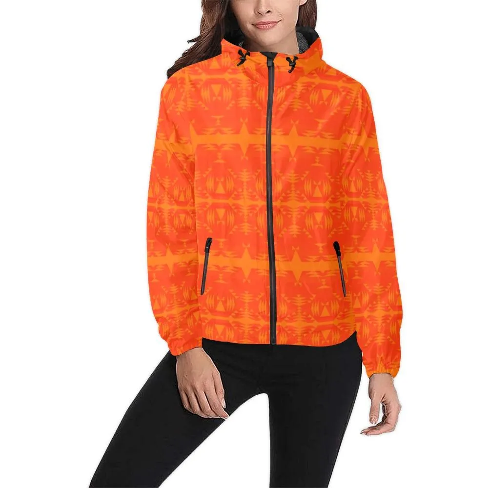 Between the Mountains Orange Feather Directions Unisex Windbreaker