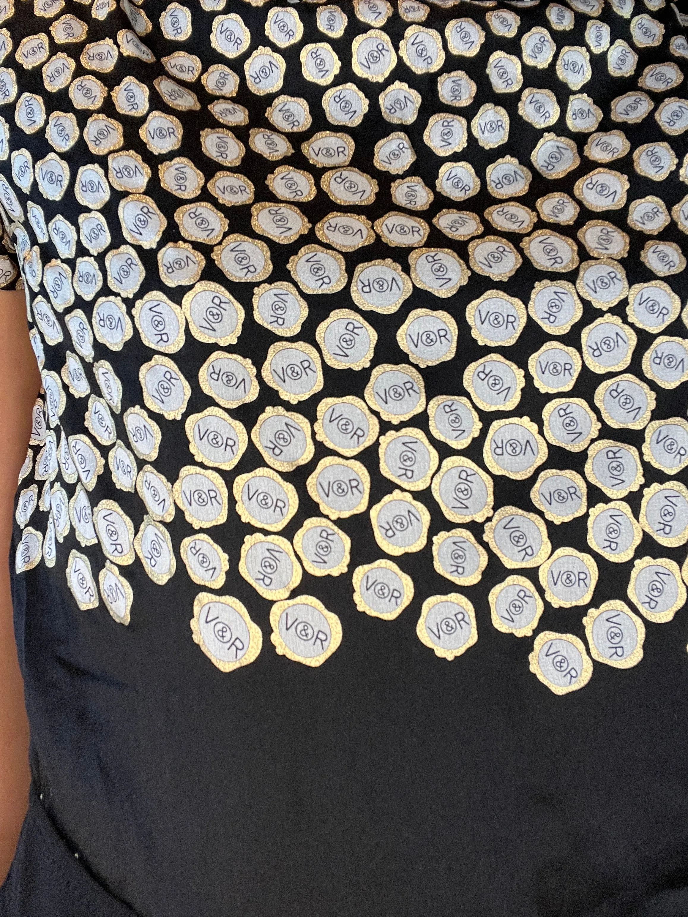 Black & Gold Silk Dress - M