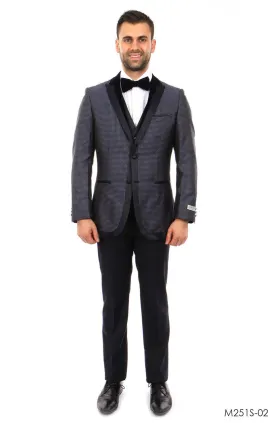 Blue Tone on Tone 3-PC Slim Fit Suits For Men