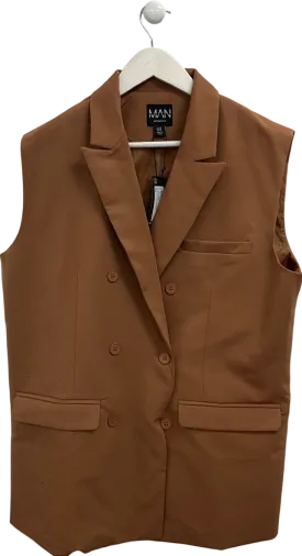 boohooMan Brown Relaxed Fit Sleeveless Suit Jacket UK 38" CHEST