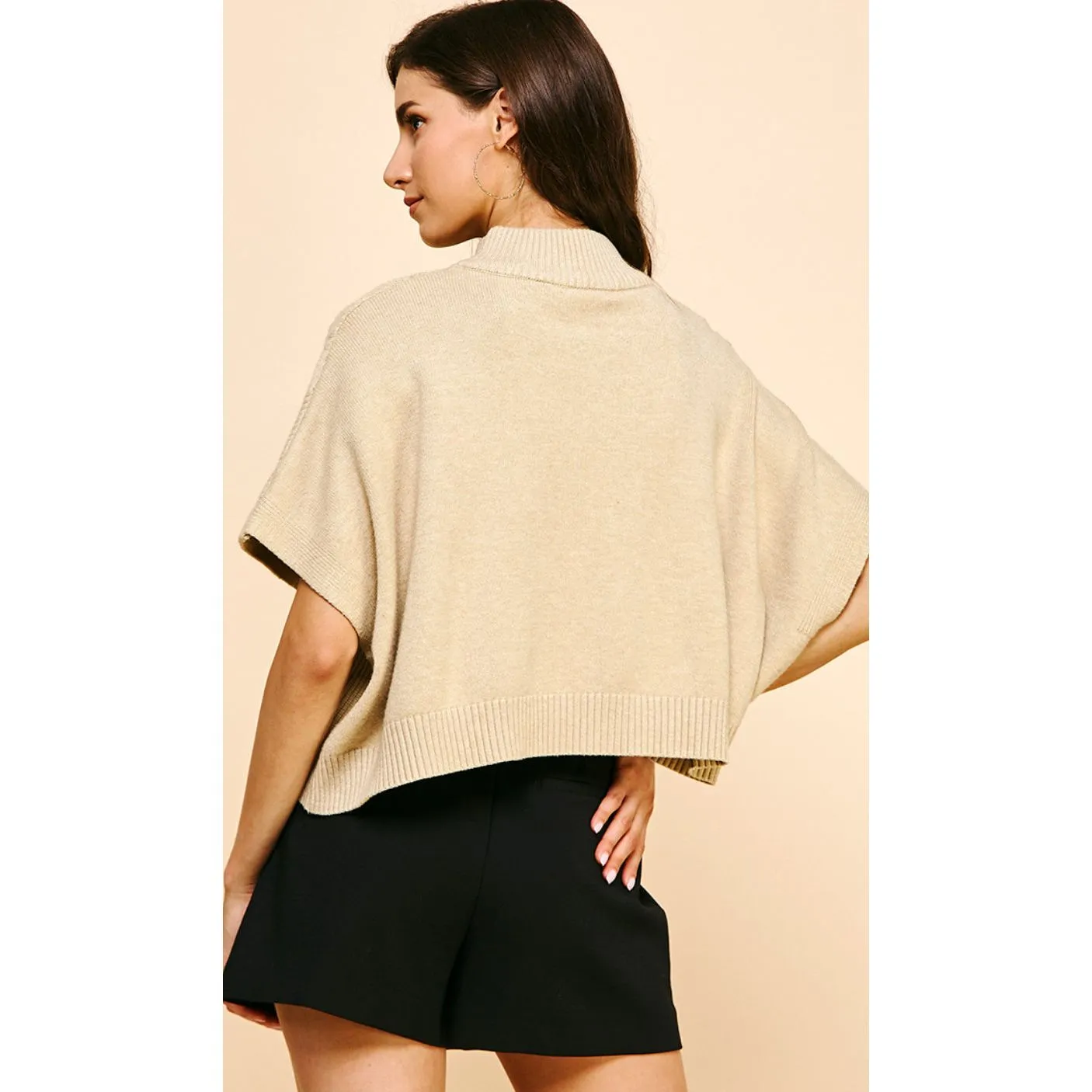 Brianna Mock Neck Short Sleeve PINCH Sweater