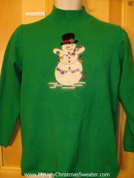 Bright Green Snowman Theme Cheap Christmas Sweater
