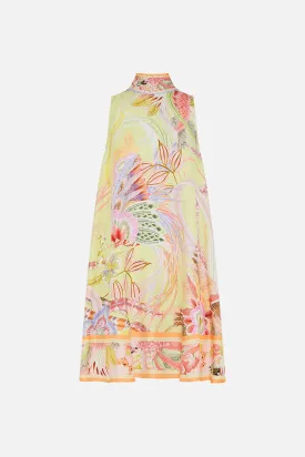 Camilla Back Neck Tie Short Dress - Cosmic Tuscan