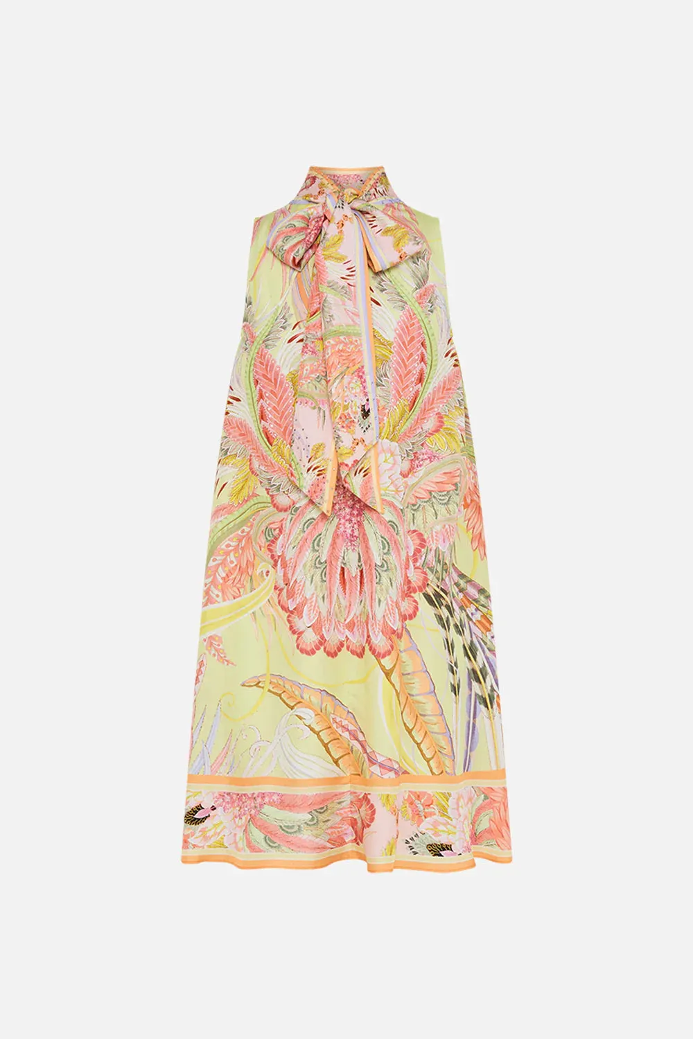 Camilla Back Neck Tie Short Dress - Cosmic Tuscan