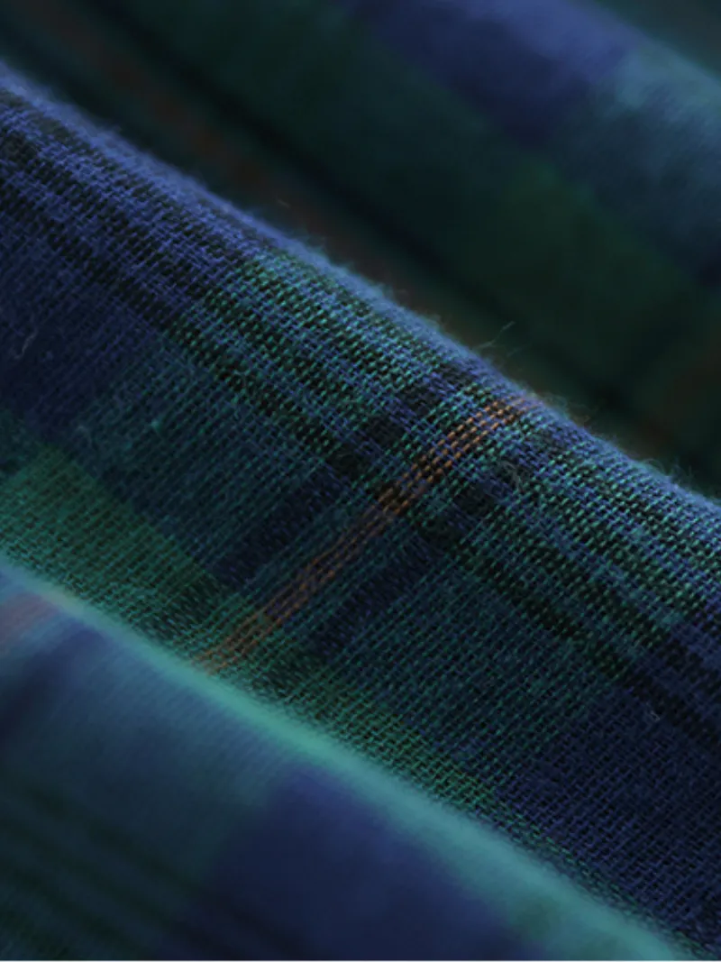 Cardigan Loose Cotton Lining Check Pattern Shirt
