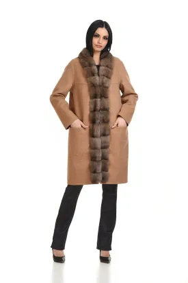 Casual Loro Piana cashmere coat with sable trimming