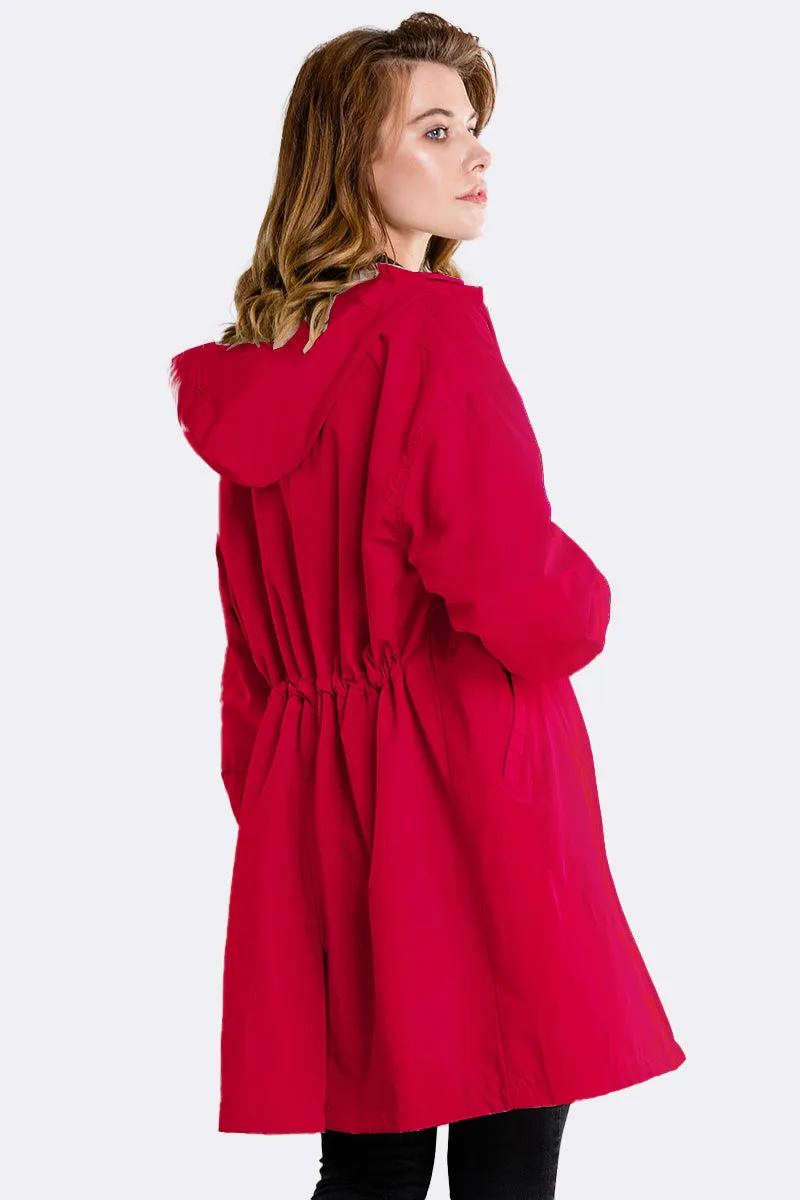 CELESTE - Water Resistant Oversized Hooded Windbreaker Rain Jacket
