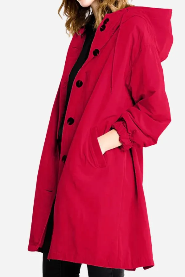 CELESTE - Water Resistant Oversized Hooded Windbreaker Rain Jacket