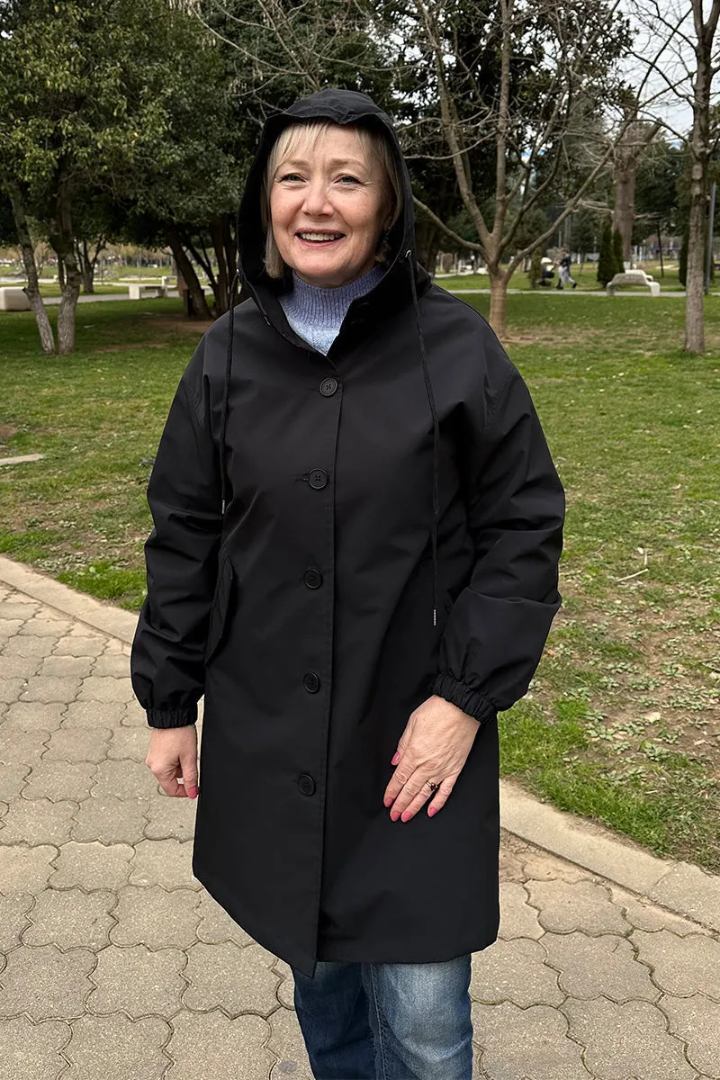CELESTE - Water Resistant Oversized Hooded Windbreaker Rain Jacket