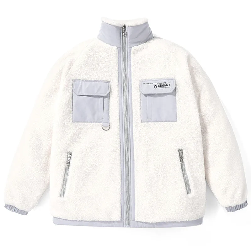 Color Block Letter Patchwork Safari Style Padded Coat