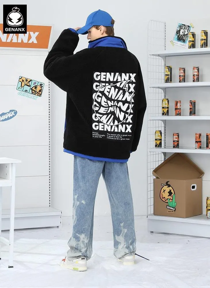 Color Block Letter Patchwork Safari Style Padded Coat