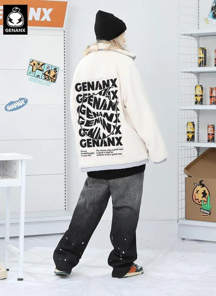 Color Block Letter Patchwork Safari Style Padded Coat