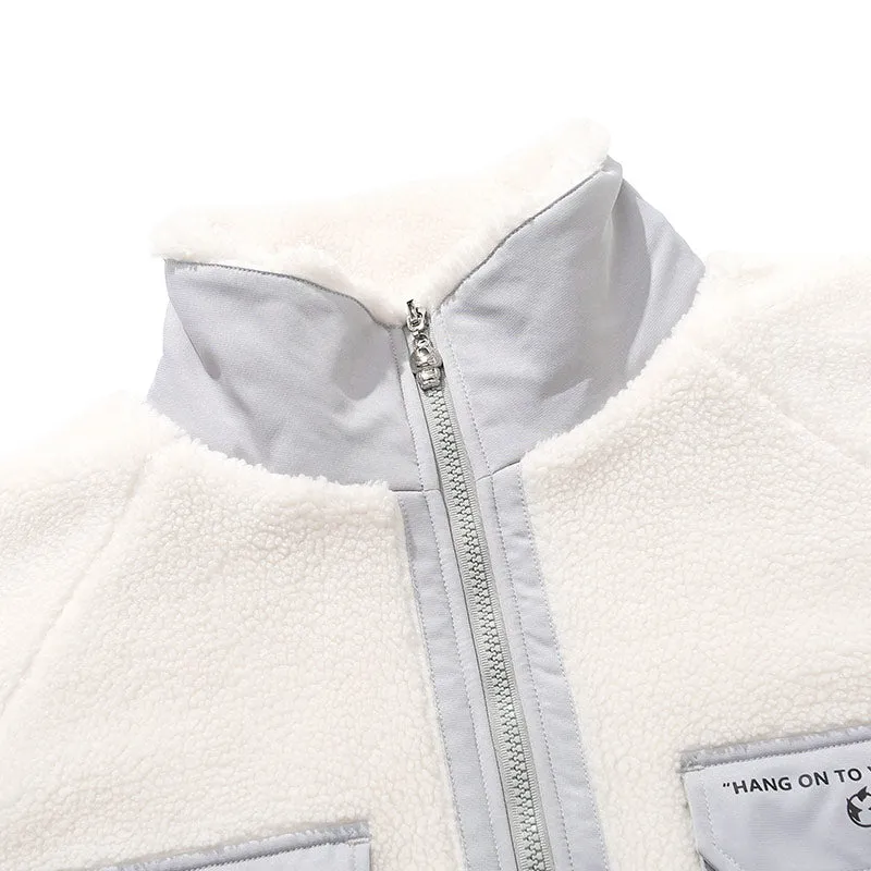 Color Block Letter Patchwork Safari Style Padded Coat