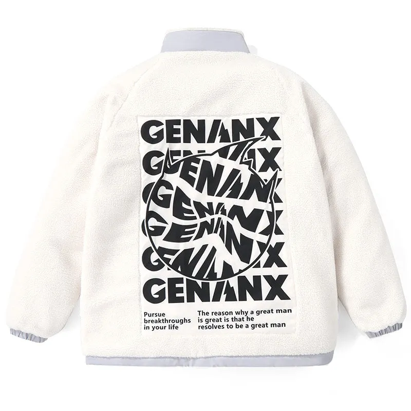 Color Block Letter Patchwork Safari Style Padded Coat