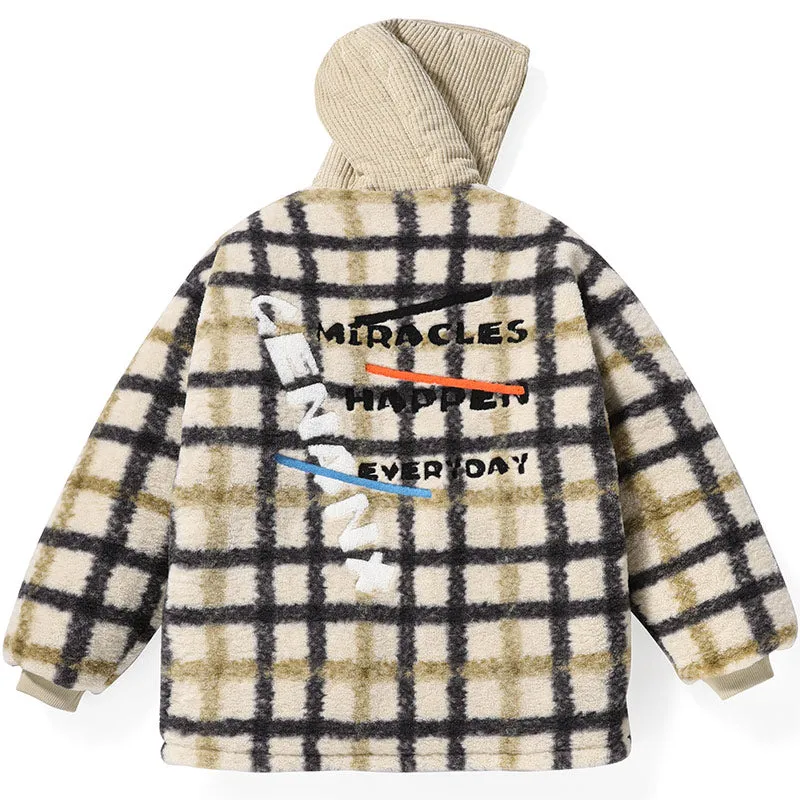 Color Block Pocket Embroidery Padded Coat