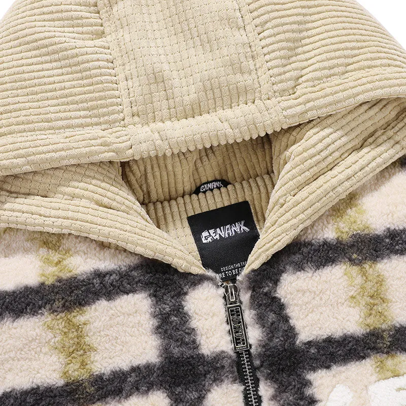 Color Block Pocket Embroidery Padded Coat