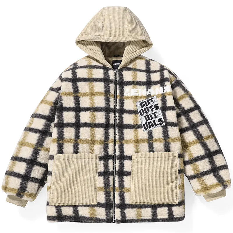 Color Block Pocket Embroidery Padded Coat