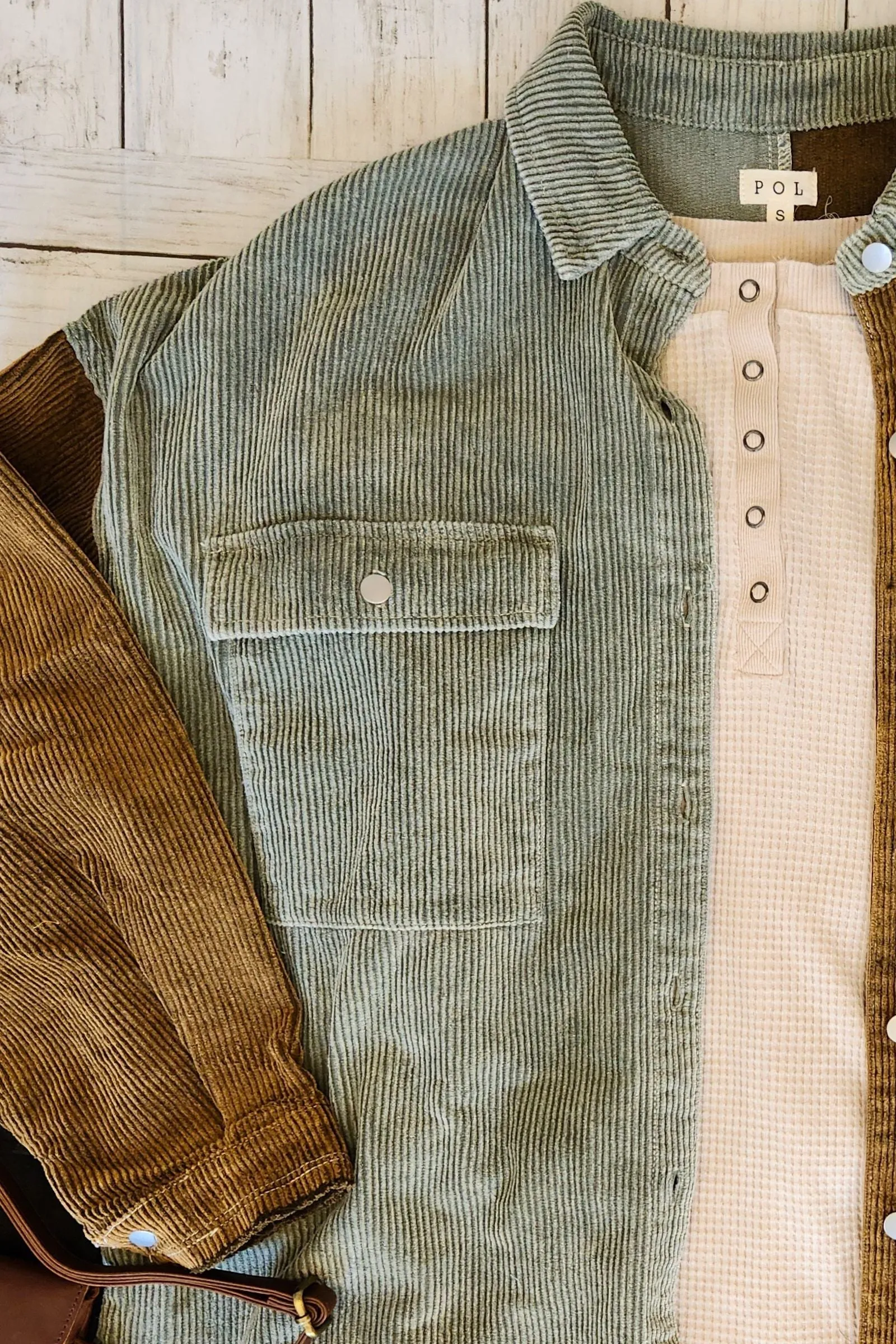 Colorblock Corduroy Shacket