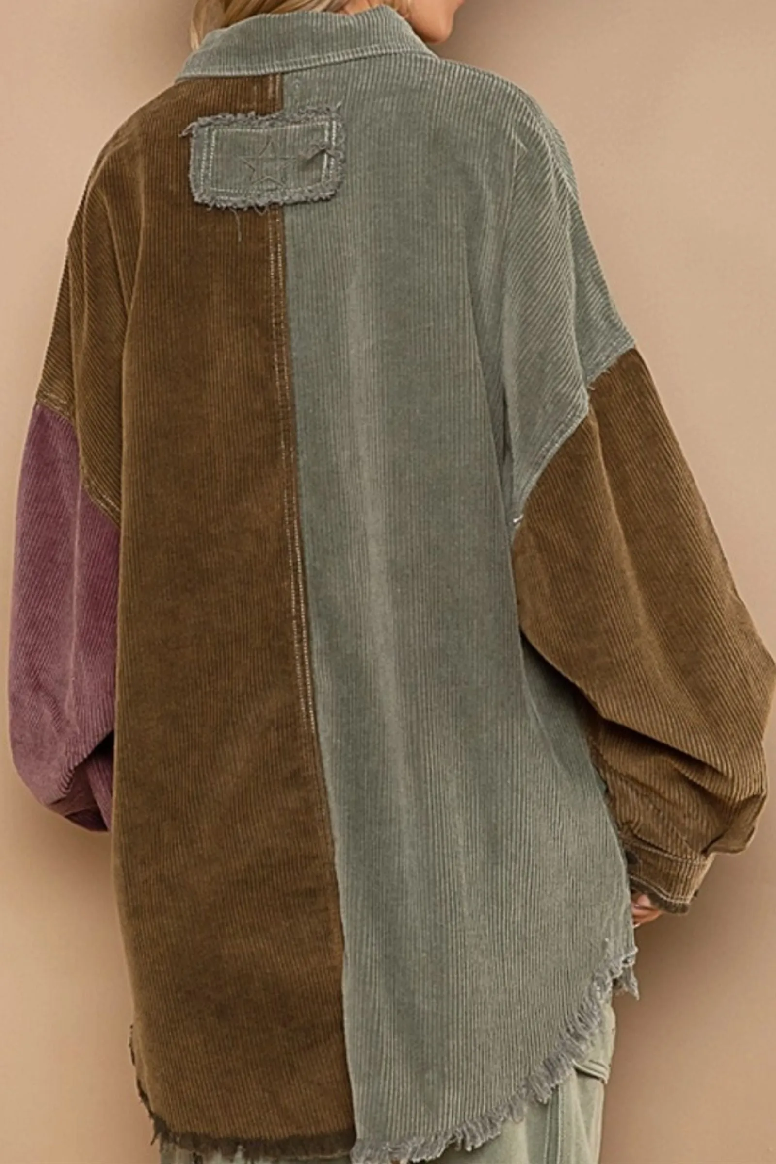 Colorblock Corduroy Shacket