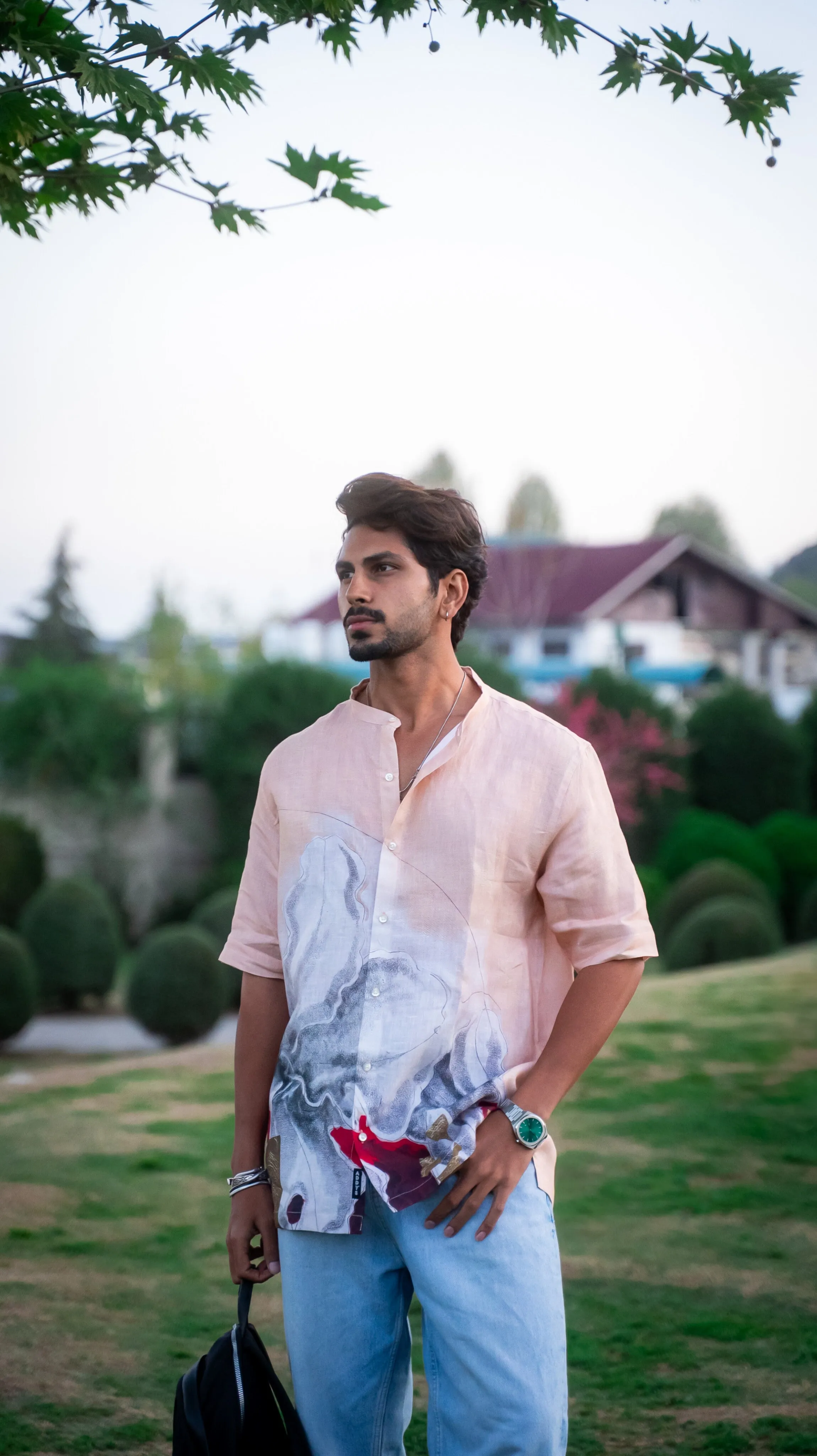 Crimson Drift Unisex Pure Linen Short Sleeve Shirt - AddysForMen