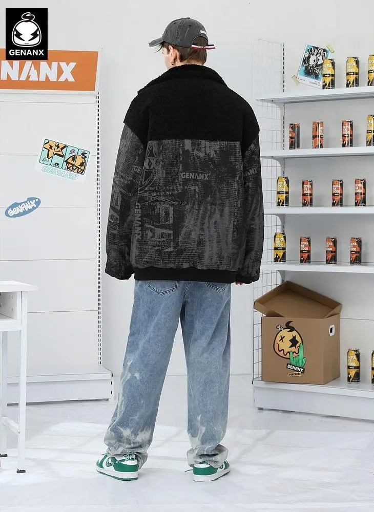 Dark Art Print Fleece Padded Coat
