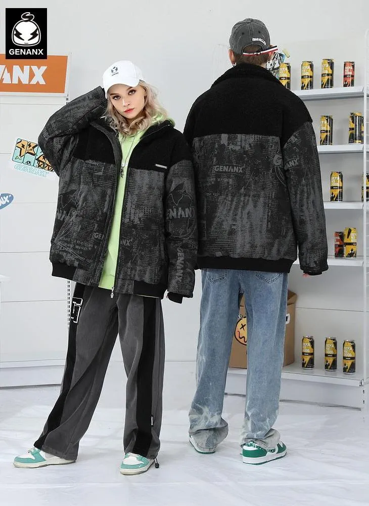 Dark Art Print Fleece Padded Coat