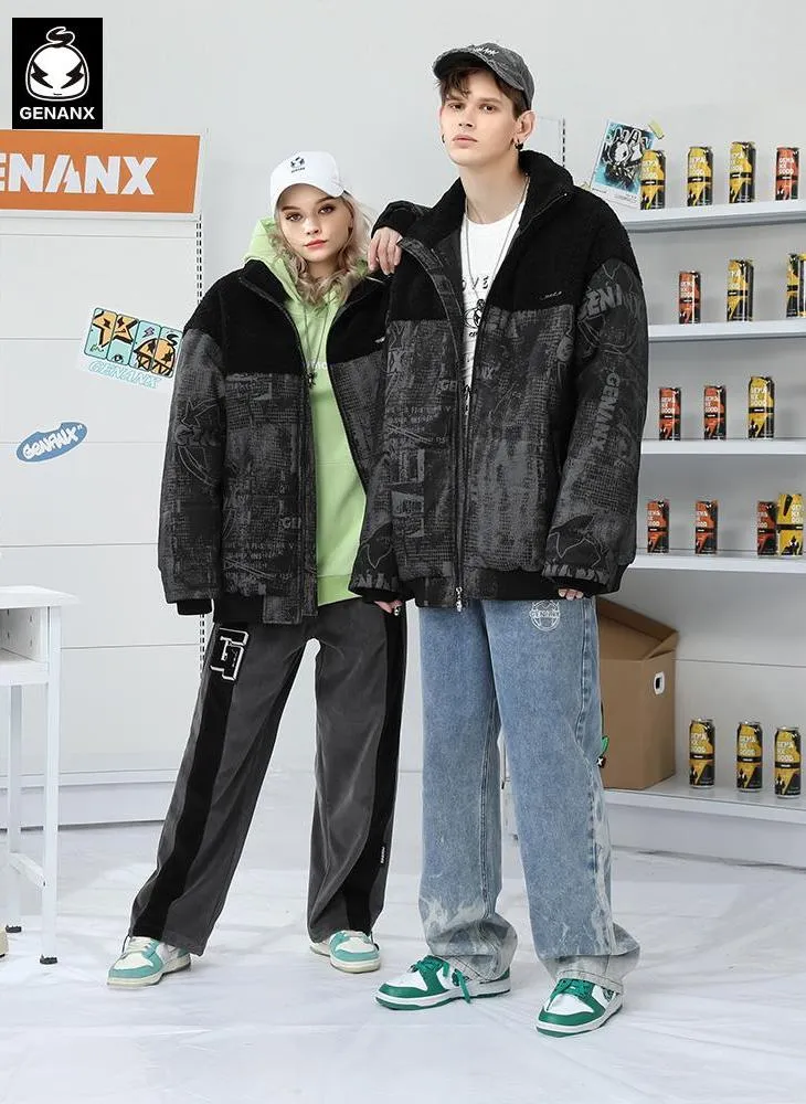 Dark Art Print Fleece Padded Coat